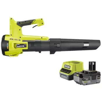 Soffiatore per foglie a batteria ONE+ RY18BLB-140, 18 Volt, soffiatore per foglie verde/nero, batteria ricaricabile agli ioni di litio 4,0 Ah