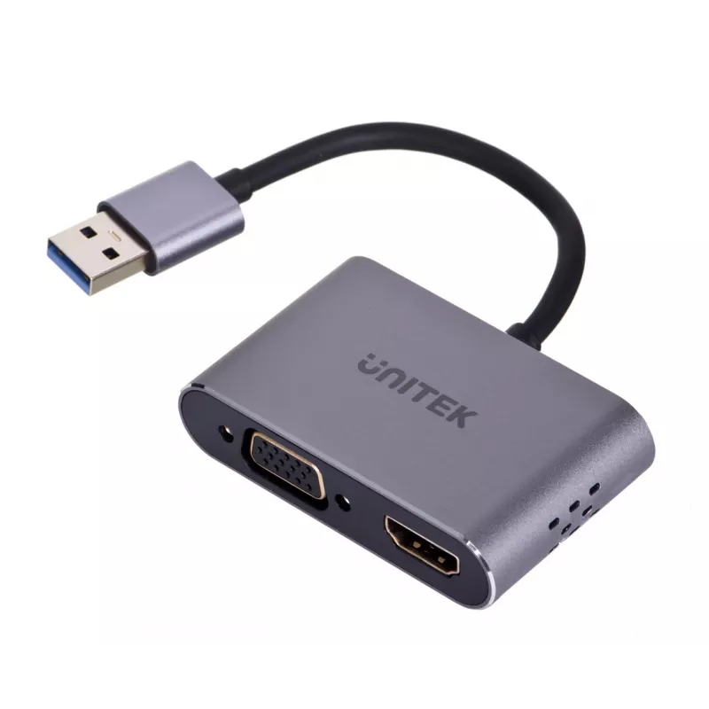 Adattatore per cavo video UNITEK V1304A 0,15 m USB Type-A HDMI + VGA (D-Sub) grigio