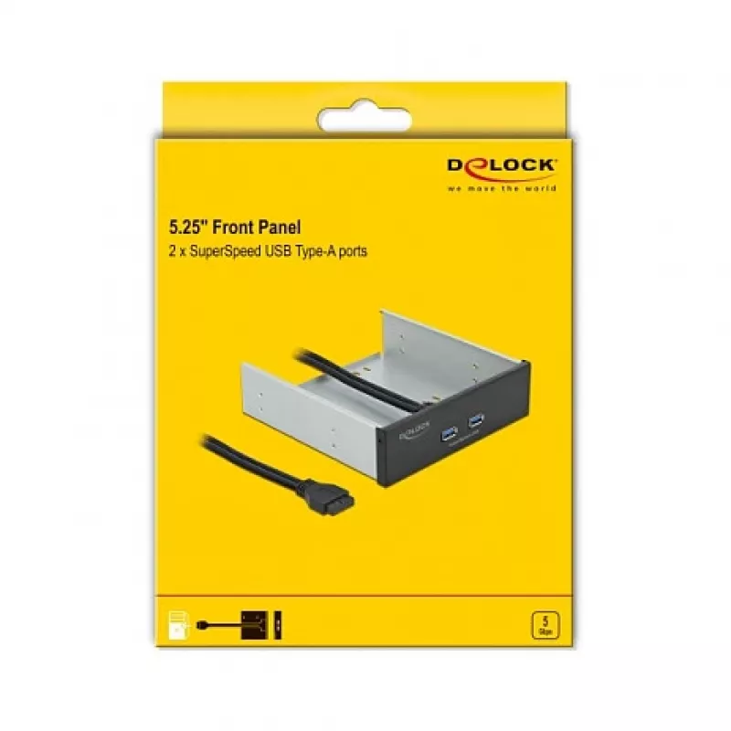 Pannello frontale DeLOCK 5,25 pollici 2 x porte USB 5 Gbit/s Type-A