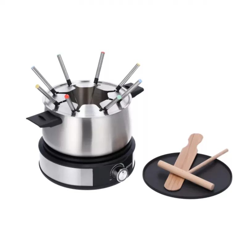 Severin FO 2471 combinazione fonduta e crêpe, nero/acciaio inox