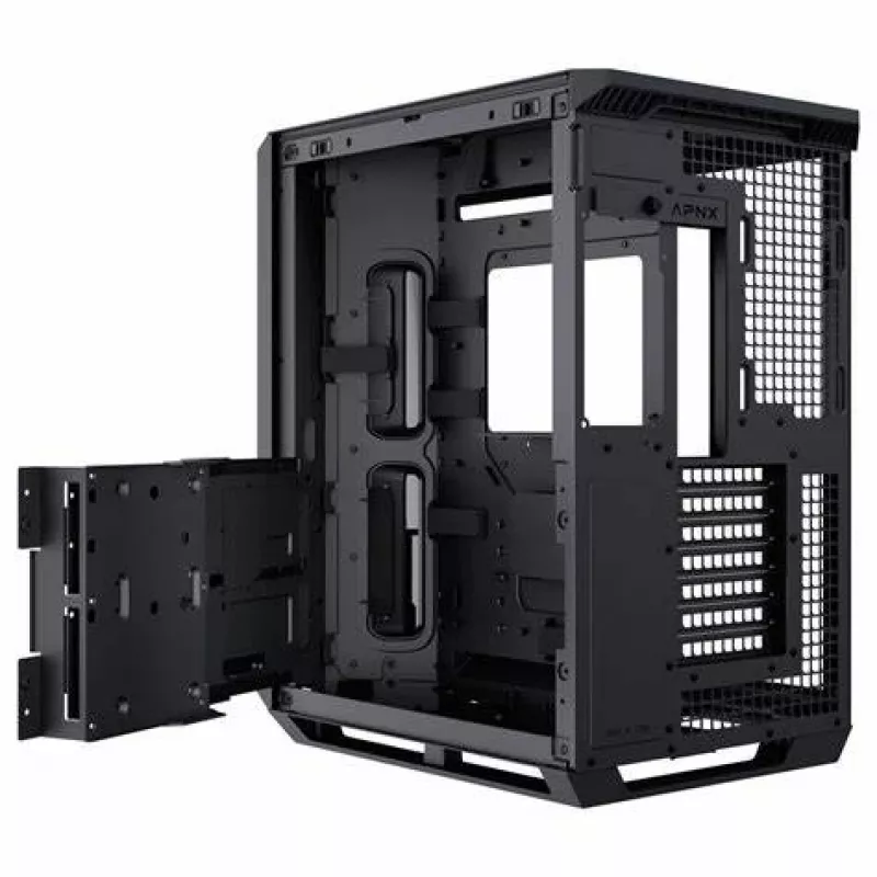 APNX V1-W-BK-v1 Midi-Tower nero, legno