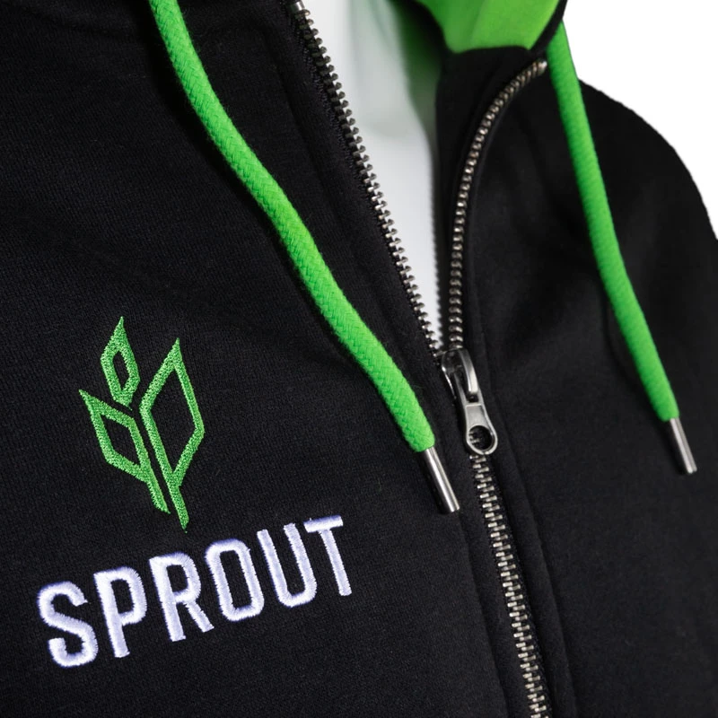 Felpa con cappuccio con zip GamersWear SPROUT Basic taglia M nero/verde