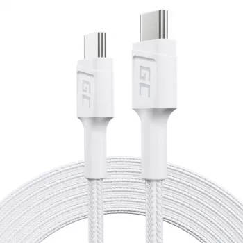 Cavo USB-C a USB-C Green Cell KABGC29W 2 m, USB 3.2 Gen 1, 60 W PD, TPE intrecciato, bianco