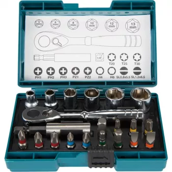 Set di bit e cricchetto per cacciaviti Makita, 21 pezzi (B-54081)