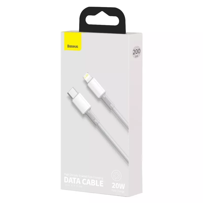 Cavo USB-C a Lightning Baseus High Density intrecciato, 20W, PD, 2m (bianco)