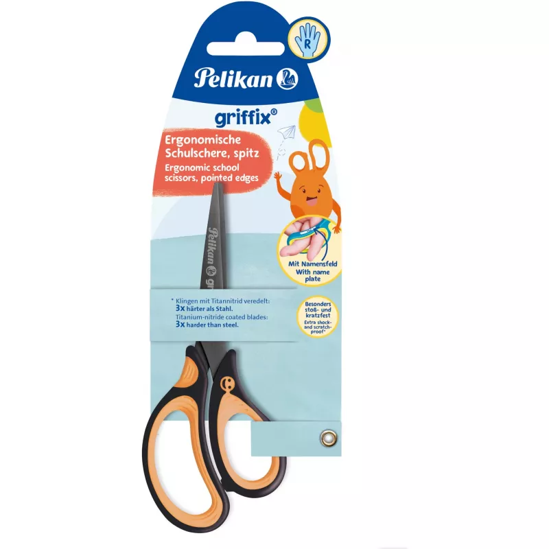 Pelikan Griffix universale taglio dritto nero arancione adulto singolo 819060