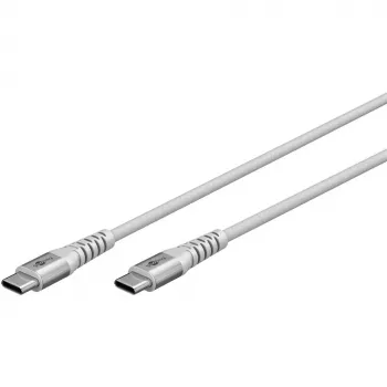 Goobay cavo USB-C (ST-ST) 2m cavo di collegamento guaina in tessuto bianco cavo USB USB 2.0 USB C (70194)