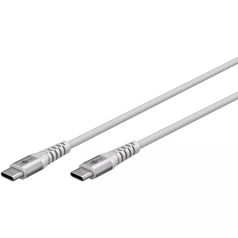 Goobay cavo USB-C (ST-ST) 2m cavo di collegamento guaina in tessuto bianco cavo USB USB 2.0 USB C (70194)