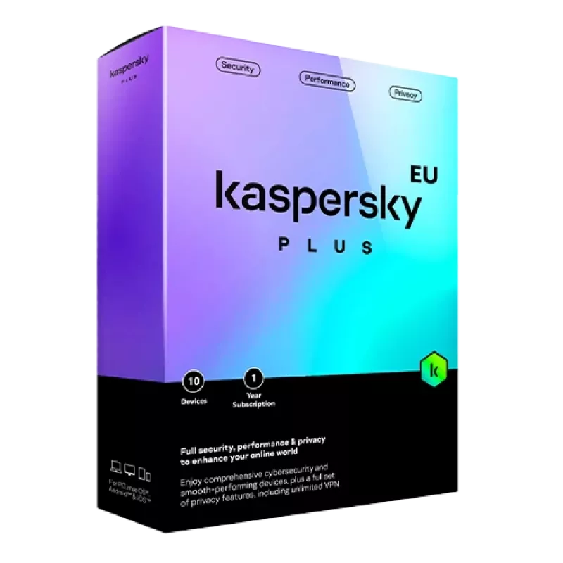 Kaspersky Plus | 10 dispositivi | 1 anno | EU