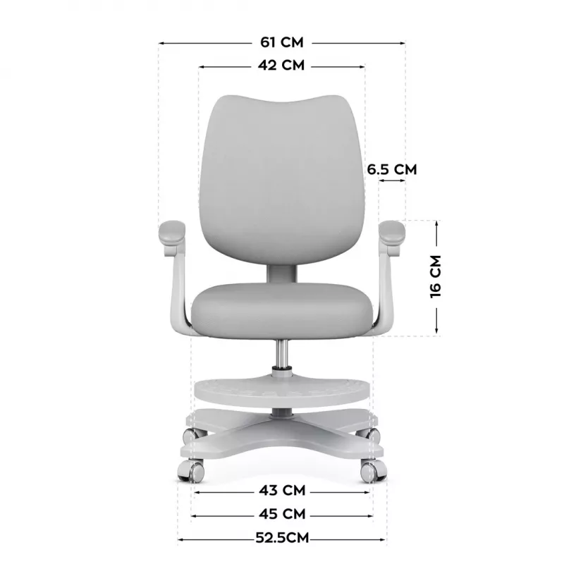 Sedia da ufficio girevole mark adler Junior 4.6 grigio — sedia da lavoro ergonomica compatta