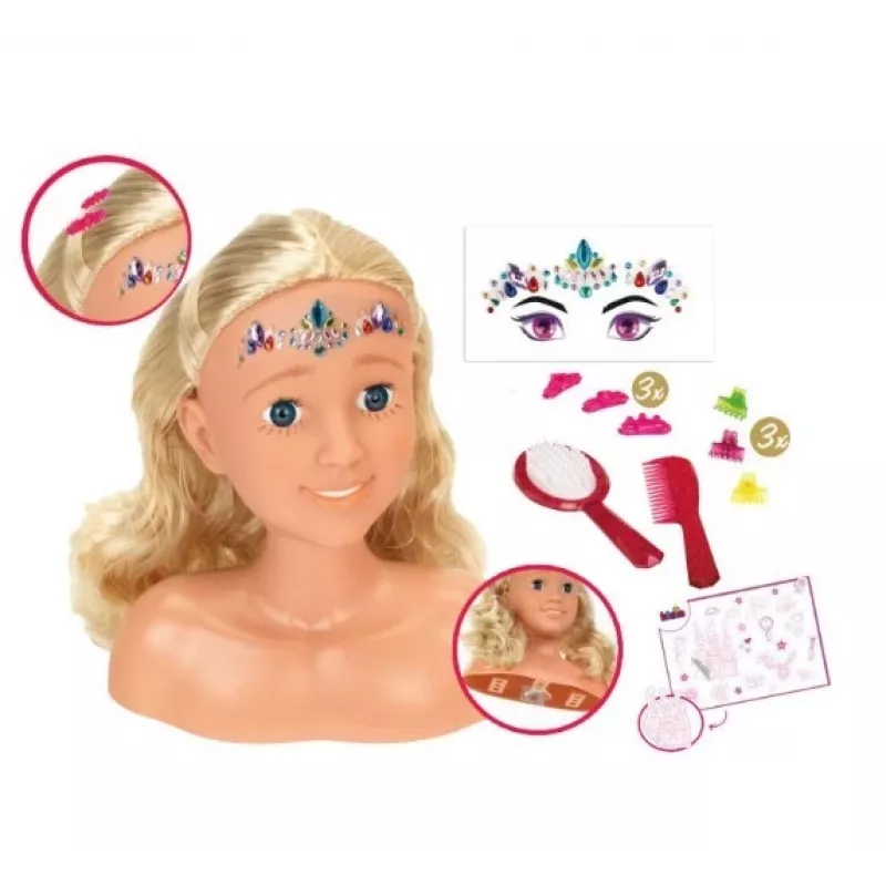 Testa per pettinatura e styling KLEIN Sara 5205 con tratti realistici – accessorio per bambole per esercitarsi con le acconciature