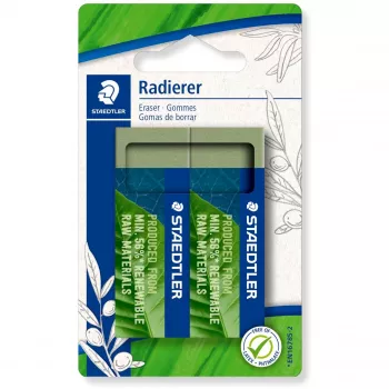 Gomma Staedtler 526 80BK2 verde, confezione da 2, senza lattice e ftalati