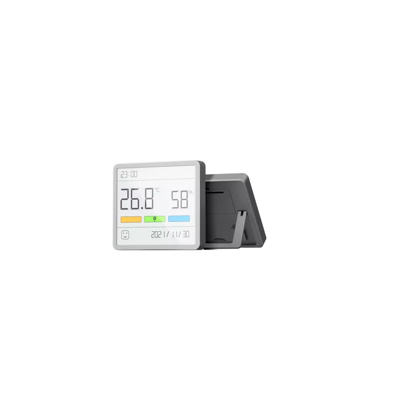 MOVA MTHM01 igrometro, termometro e orologio combinato – unità da interno digitale per misurare l'umidità relativa e la temperatura, compatta per scrivania, mensola o parete