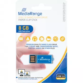 USB Nano 8 GB, chiavetta USB blu, USB-A 2.0, con funzione clip per ufficio