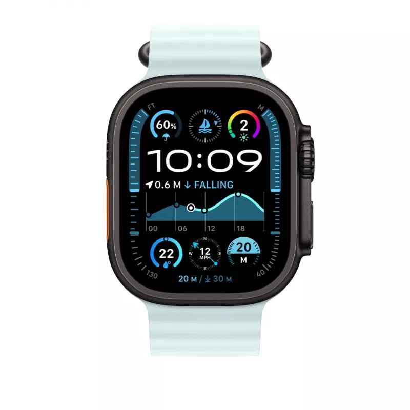 Apple cinturino Ocean 49mm Ice blu – finitura titanio nero