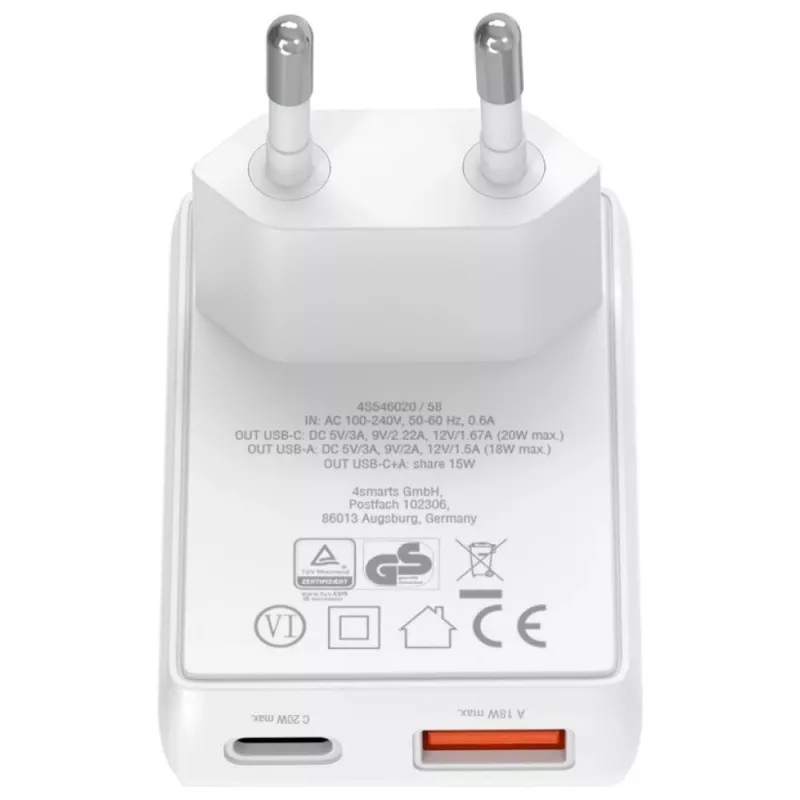 Caricabatterie da interno 4smarts 546020 universale bianco ricarica rapida AC