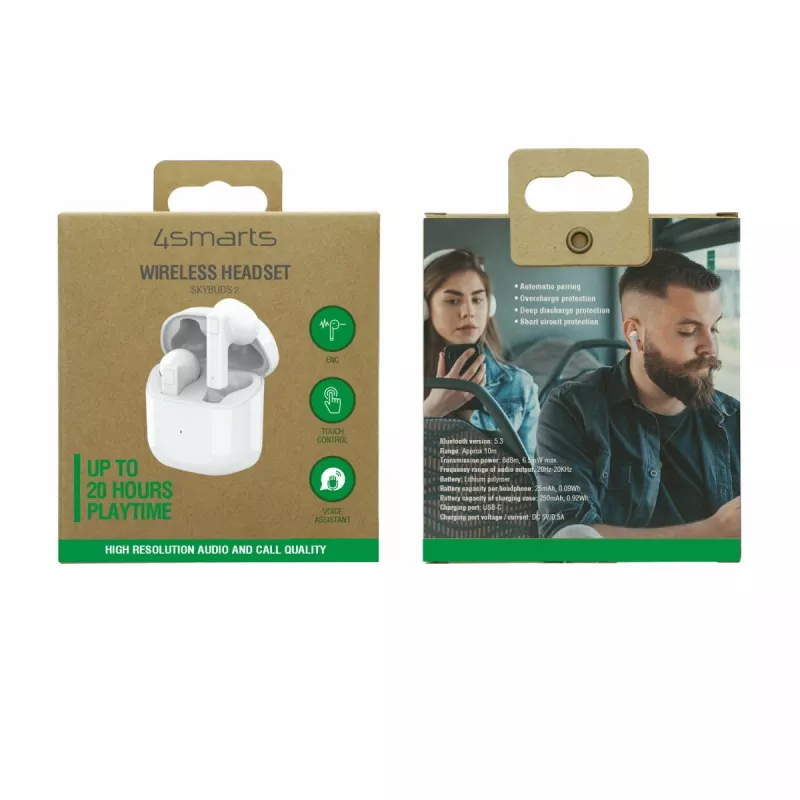 4smarts cuffie Bluetooth TWS SkyBuds 2 ENC bianco - cuffie - 20 KHz