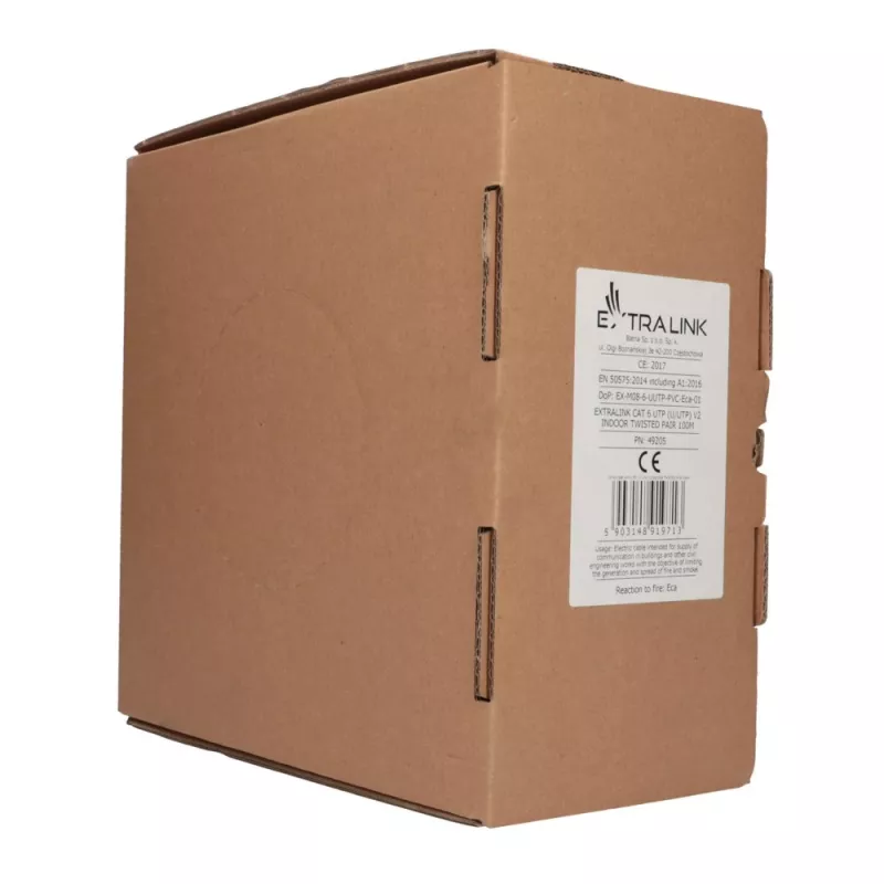 Cavo di rete Extralink twisted pair CAT6 UTP (U/UTP) V2 indoor 100M grigio