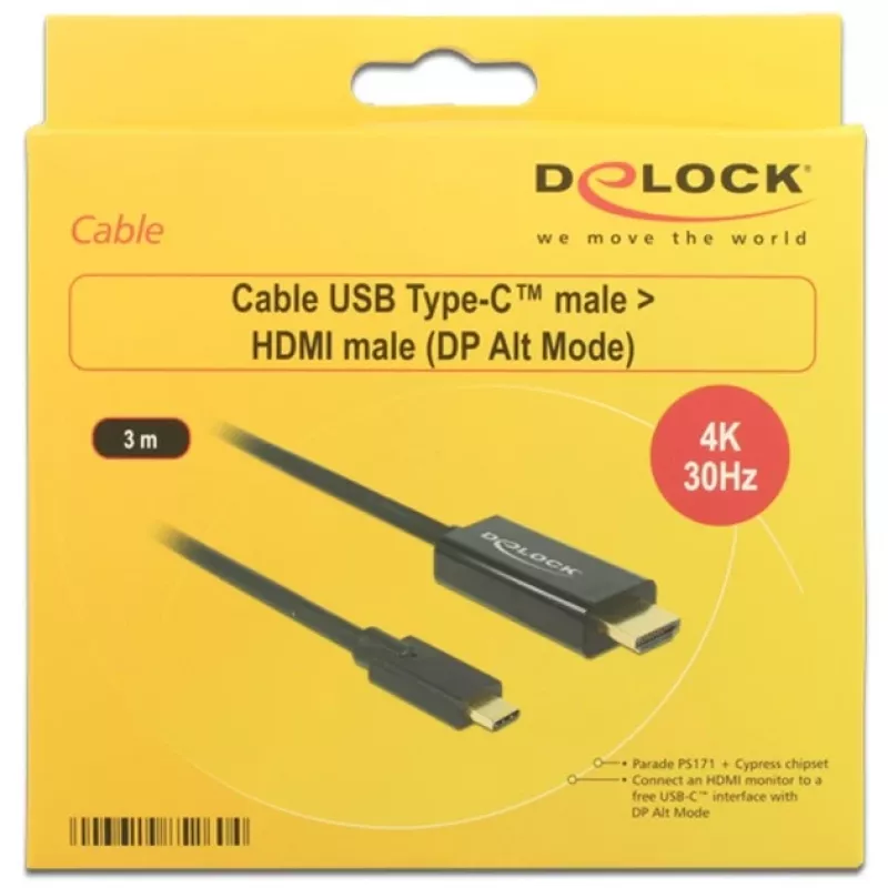 Adattatore per cavo video DeLOCK 85260 USB Type-C HDMI 3 m nero