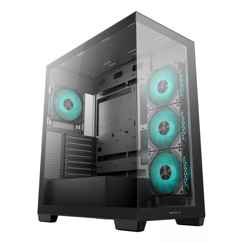 Case per PC DeepCool CG580 4F Midi Tower — ATX/ITX/MicroATX, vetro temperato, 3×120mm+1×120mm ventole, 2×3,5 pollici & 2×2,5 pollici, USB-A×2 USB-C×1, nero