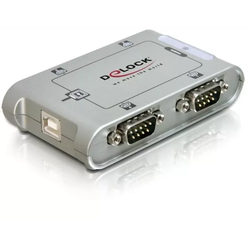 Delock 87414 Adattatore da USB 2.0 a 4x seriale RS-232, incl. cavo di prolunga da 1 m, argento