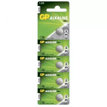 Batteria GP alcalina a bottone confezione da 5 blister V13GA / L1154 (050.76AC5)