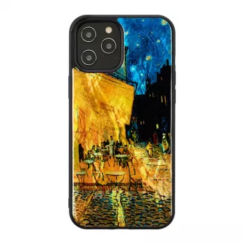 Custodia iKins per Apple iPhone 12 / 12 Pro – nero, design Café Terrace
