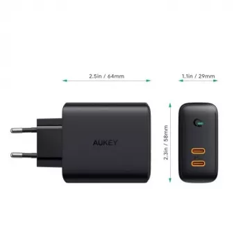 Caricabatterie AUKEY PA-D2 per dispositivi mobili 36W nero per interni