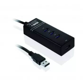 Hub USB 3.2 Gen 1 Type-A 4 porte IBOX IUH3FB, 5000 Mbit/s, nero, cavo 0,5 m