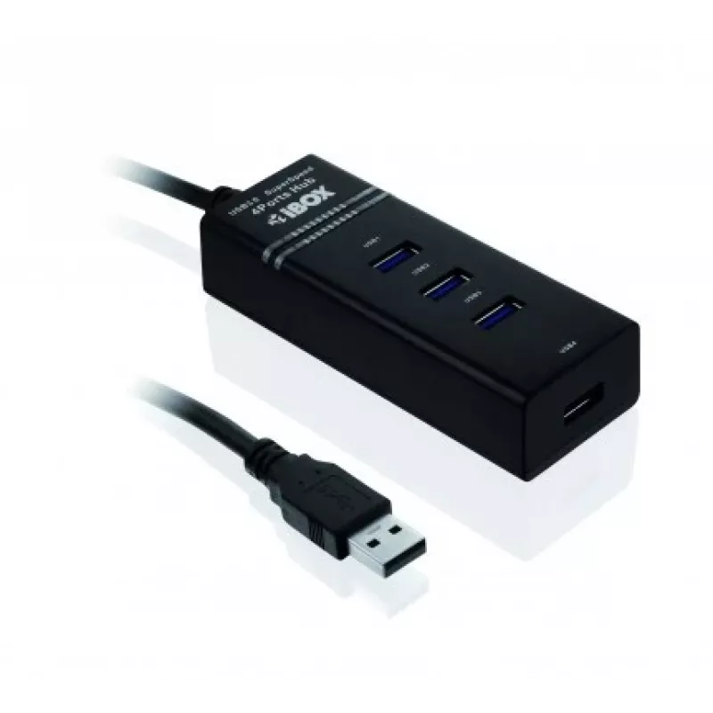 Hub USB 3.2 Gen 1 Type-A 4 porte IBOX IUH3FB, 5000 Mbit/s, nero, cavo 0,5 m