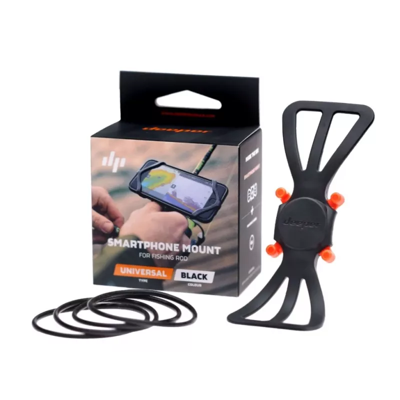 Supporto telefono regolabile deeper ITGAM0003 — supporto telefono per canna da pesca, silicone, per telefoni 3,5–5 pollici, 280 mm, nero