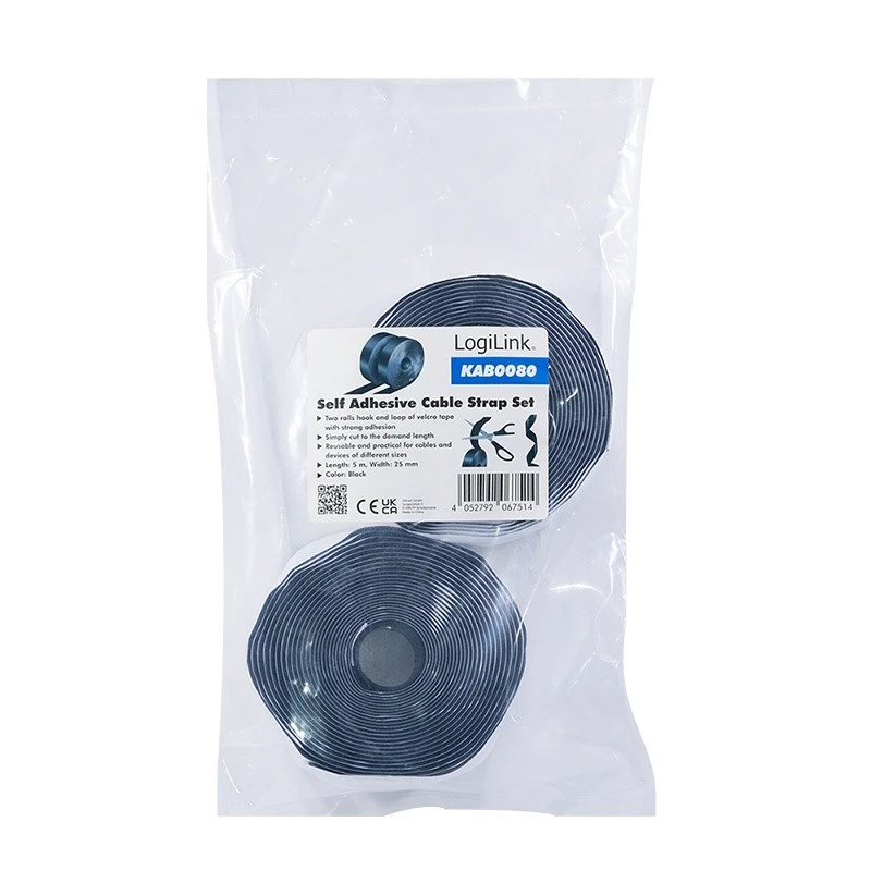 Fascette fermacavi in velcro LogiLink KAB0080 nero 5000mm 25mm 2 pz.