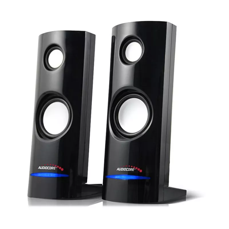 Diffusore PC a 2 vie con filo Audiocore AC860, 2.0 canali, 4 W RMS, alimentazione USB, ingresso 3,5 mm, nero