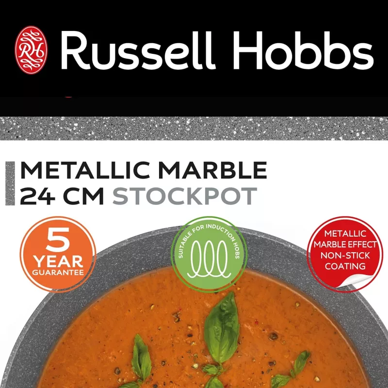 Pentola Russell Hobbs RH02809EU7 24 cm Metallic Marble, pentola resistente