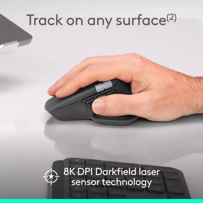 Logitech MX Master 4 for Business mouse – wireless + Bluetooth, 8000 DPI, grafite | Logitech