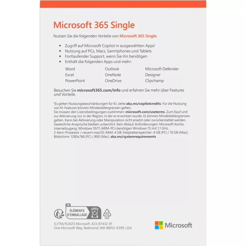 Microsoft 365 Personal [DE] abbonamento 1J senza supporto fisico FY25H2 solo per Windows >10 / MacOS