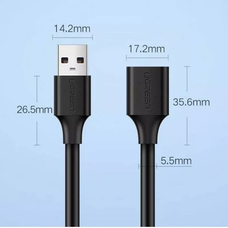 Ugreen adattatore prolunga USB 3.0 (femmina) a USB 3.0 (maschio) 2 m (nero)