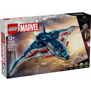 Set di costruzione LEGO Quinjet 76325 — Marvel, 1131 pezzi, 5 minifigure, per 12+, 280×450×300 mm