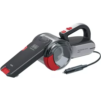 Aspirapolvere portatile Black & Decker PV1200AV — pulitore per tessuti a secco, 12 V, 0,44 L, 12,5 W, cavo 5 m, grigio/rosso