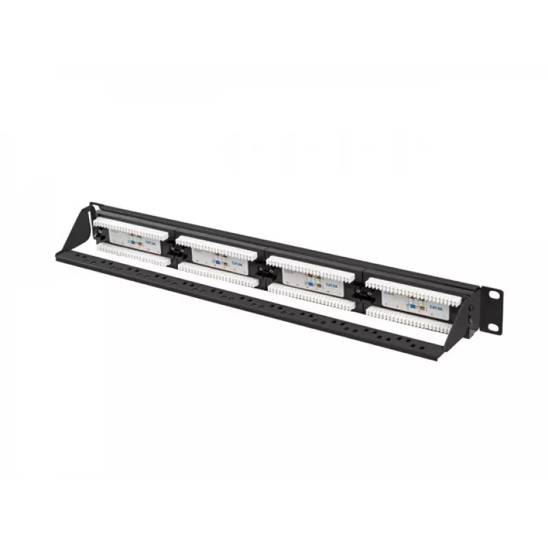 Patch panel 1U LANBERG PPUA-1024-B, 24 porte, Cat6a, U/UTP, rack 1U, profondità 102 mm, metallo, nero