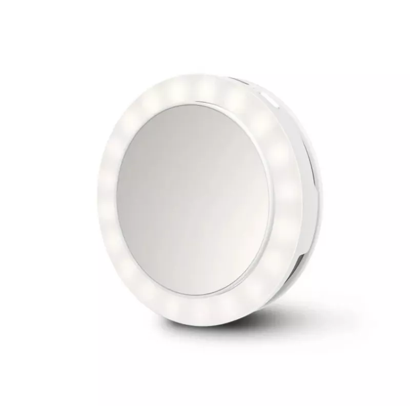 Specchio da trucco freestanding Medisana 23603 — rotondo bianco, a batteria, pieghevole, con illuminazione integrata