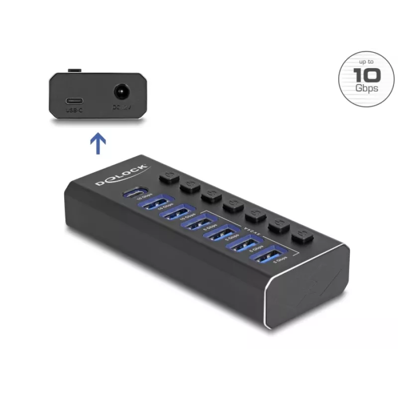 DeLOCK 64326 hub interfaccia USB 3.2 Gen 2 (3.1 Gen 2) Type-C 10000 Mbit/s nero