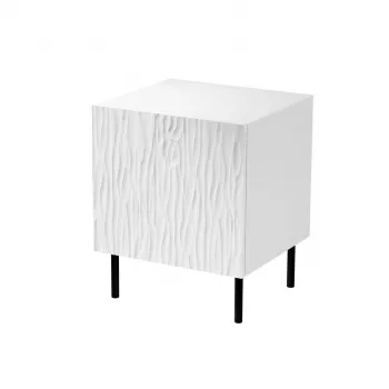 Comodino Cama Meble JUNGLE 53,5×40,5×44 cm bianco opaco, MDF e truciolare, gambe nere, set da 2