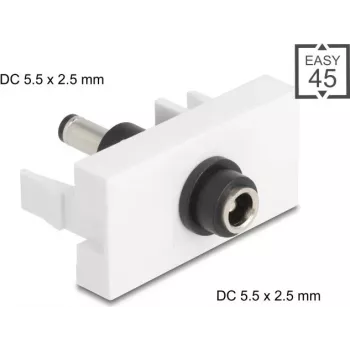 Modulo prolunga alimentazione DC DELOCK Easy 45 — femmina DC 5,5×2,5 mm su maschio DC 5,5×2,5 mm — modello 90865