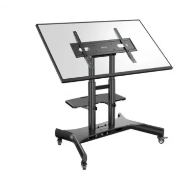Carrello per TV ONKRON TS1380-B per TV da 50–83 pollici, nero, regolabile in altezza, base con ruote