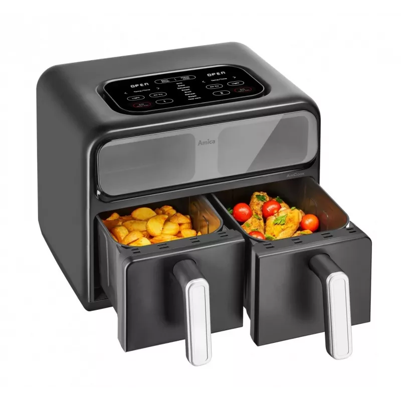 Amica AFM 7020 friggitrice ad aria doppia, 8 l, 2400 W, nera