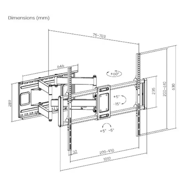Gembird WM-120 pc(s)-01 supporto/sostegno TV 3,05 m (120) nero