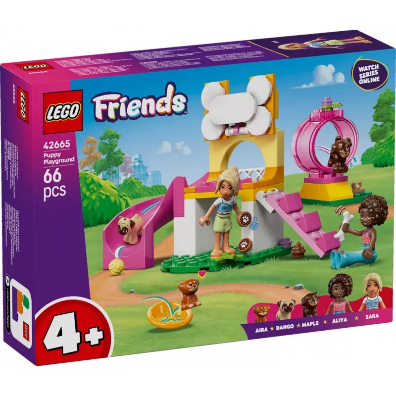 Giocattolo da costruzione LEGO Friends Parco giochi per cuccioli set 42665, 66 pezzi, 2 minifigure, età 4+