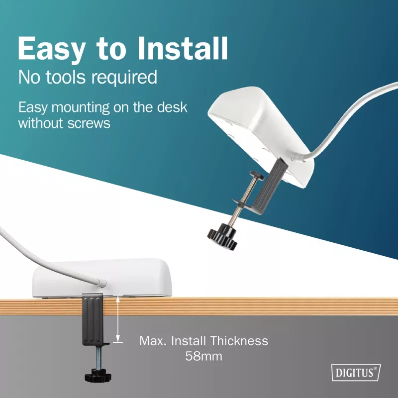 Ciabatta DIGITUS 3 prese con 2×USB-A e 1×USB-C, 3 prese AC tipo E/F, cavo 1,5 m, bianco
