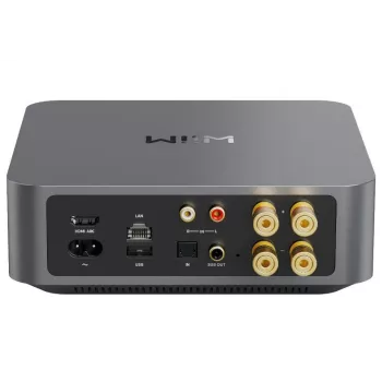 Amplificatore stereo per streaming WiiM Amp Pro grigio scuro — Wi‑Fi, Bluetooth 5.3, AirPlay 2, Spotify Connect, HDMI ARC, ingresso ottico, uscita sub